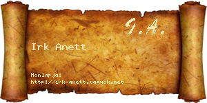 Irk Anett névjegykártya